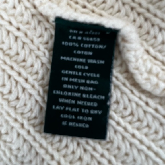 Lauren Ralph Lauren Cream Cable Knit V-Neck Sweater Size Large Women’s - Picture 5 of 5